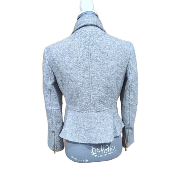 Banana Republic Womens Gray Wool Blend Moto Zip Jacket Size Petite S - Picture 4 of 11